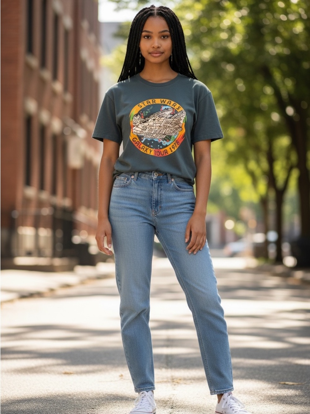 Star Wars Graphic Short Sleeve Tee - Charcoal Vintage Tour Design